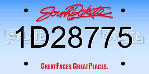 1D28775 South Dakota License Plate