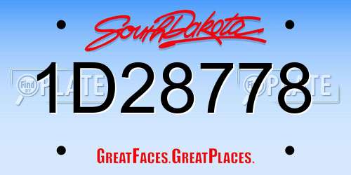 1D28778 South Dakota License Plate