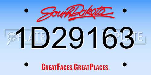 1D29163 South Dakota License Plate