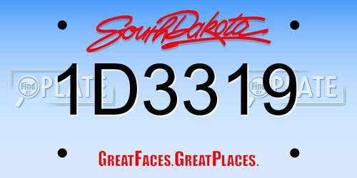 1D3319 South Dakota License Plate