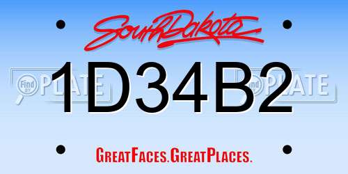 1D34B2 South Dakota License Plate