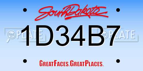1D34B7 South Dakota License Plate