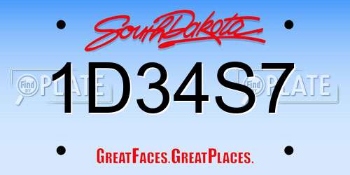 1D34S7 South Dakota License Plate