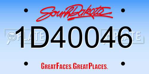 1D40046 South Dakota License Plate