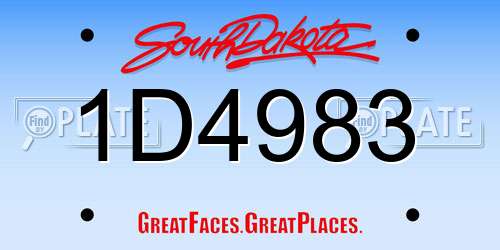 1D4983 South Dakota License Plate