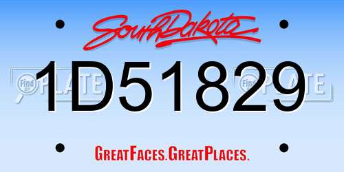 1D51829 South Dakota License Plate