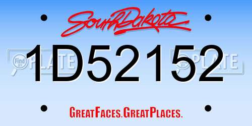 1D52152 South Dakota License Plate