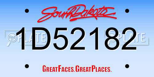 1D52182 South Dakota License Plate