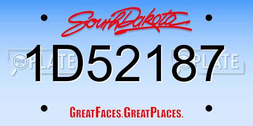 1D52187 South Dakota License Plate