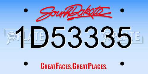 1D53335 South Dakota License Plate