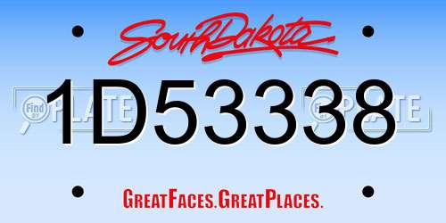 1D53338 South Dakota License Plate
