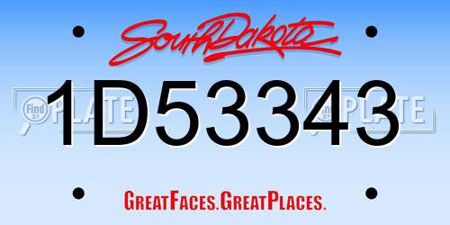 1D53343 South Dakota License Plate