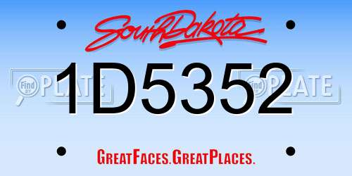1D5352 South Dakota License Plate