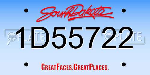 1D55722 South Dakota License Plate