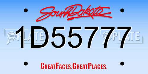 1D55777 South Dakota License Plate