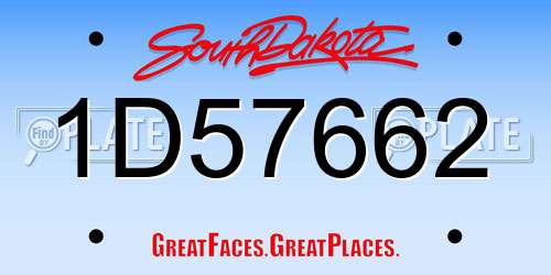 1D57662 South Dakota License Plate