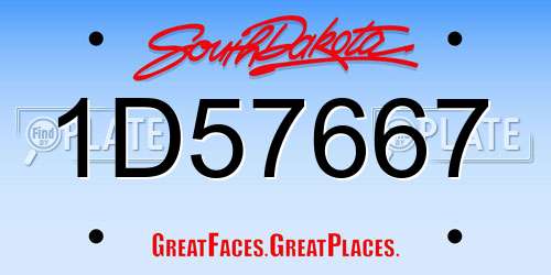 1D57667 South Dakota License Plate