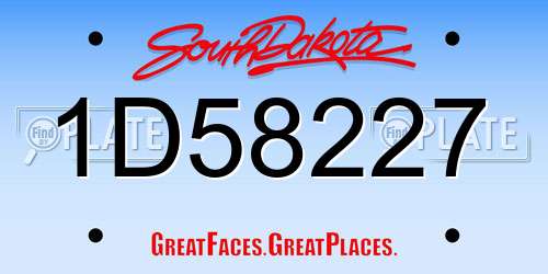 1D58227 South Dakota License Plate
