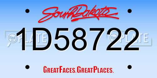 1D58722 South Dakota License Plate