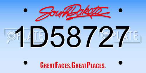 1D58727 South Dakota License Plate