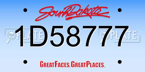 1D58777 South Dakota License Plate