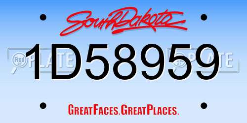 1D58959 South Dakota License Plate