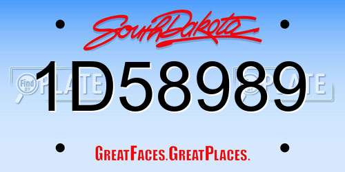 1D58989 South Dakota License Plate