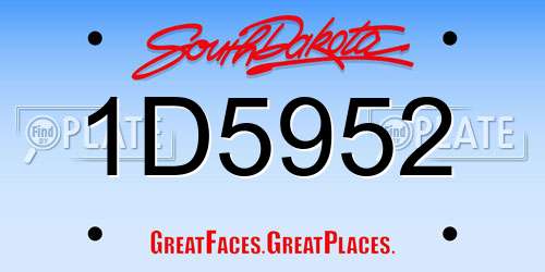 1D5952 South Dakota License Plate