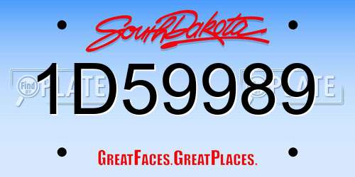 1D59989 South Dakota License Plate