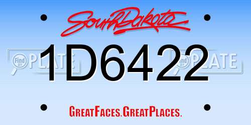 1D6422 South Dakota License Plate