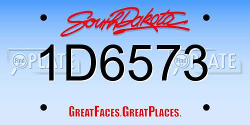 1D6573 South Dakota License Plate
