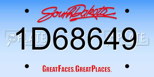 1D68649 South Dakota License Plate