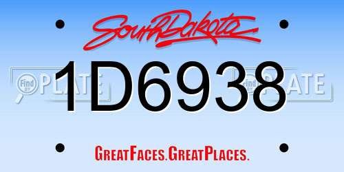 1D6938 South Dakota License Plate