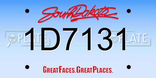 1D7131 South Dakota License Plate