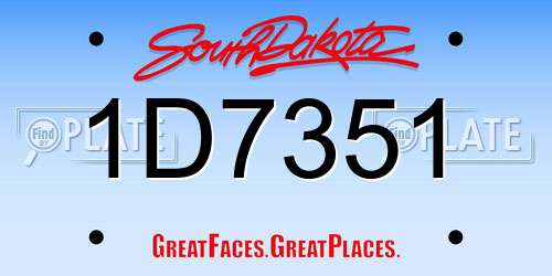 1D7351 South Dakota License Plate