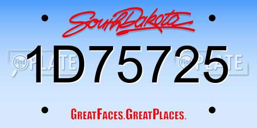 1D75725 South Dakota License Plate
