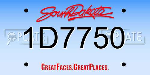 1D7750 South Dakota License Plate