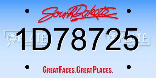 1D78725 South Dakota License Plate
