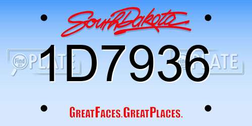 1D7936 South Dakota License Plate