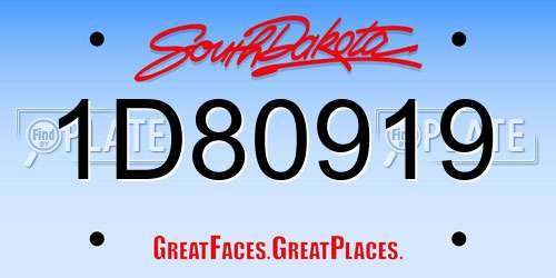 1D80919 South Dakota License Plate