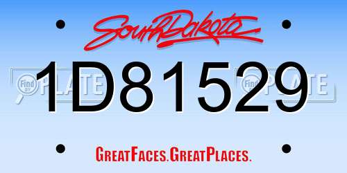 1D81529 South Dakota License Plate