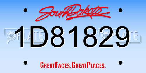 1D81829 South Dakota License Plate