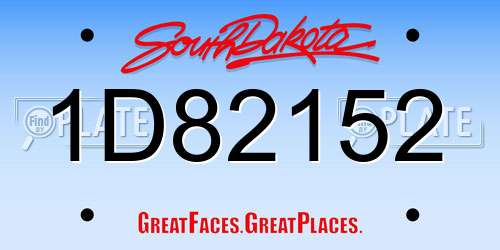 1D82152 South Dakota License Plate