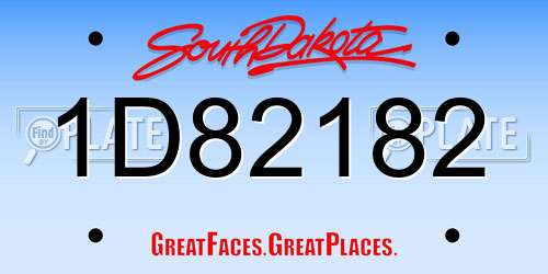 1D82182 South Dakota License Plate