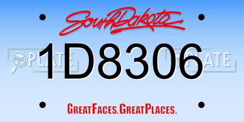 1D8306 South Dakota License Plate