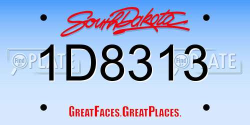 1D8313 South Dakota License Plate