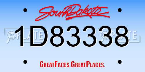 1D83338 South Dakota License Plate