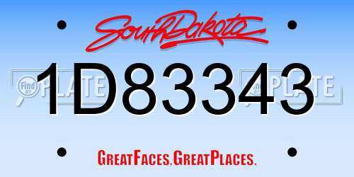 1D83343 South Dakota License Plate