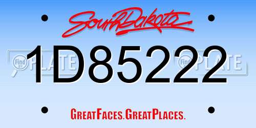 1D85222 South Dakota License Plate