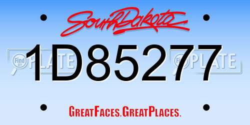 1D85277 South Dakota License Plate